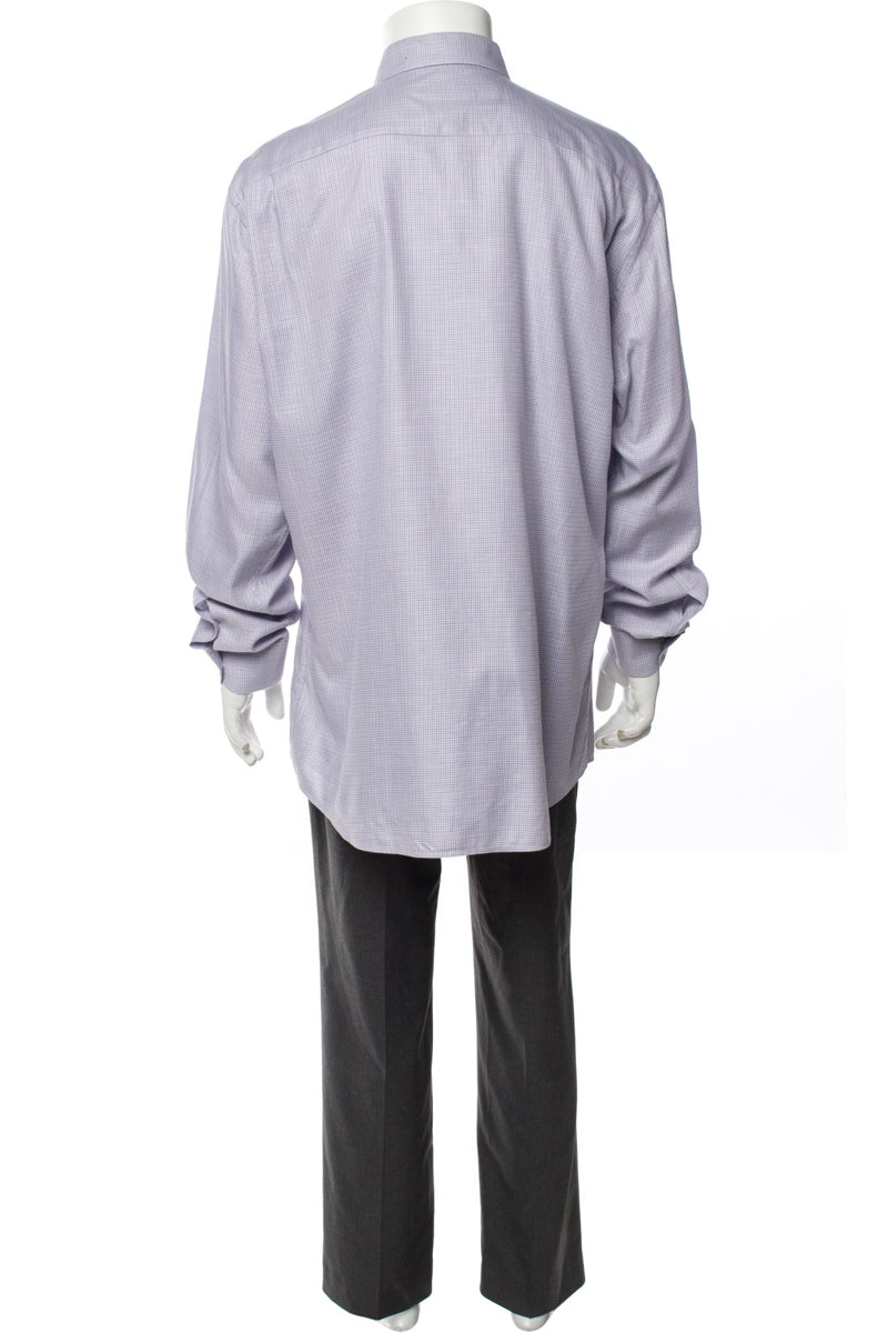 RealReal,Ermenegildo Zegna, Ermenegildo Zegna Purple/Grey Plaid Long Sleeve Dress Shirt, Purple, Extra Large-48-TagXL
