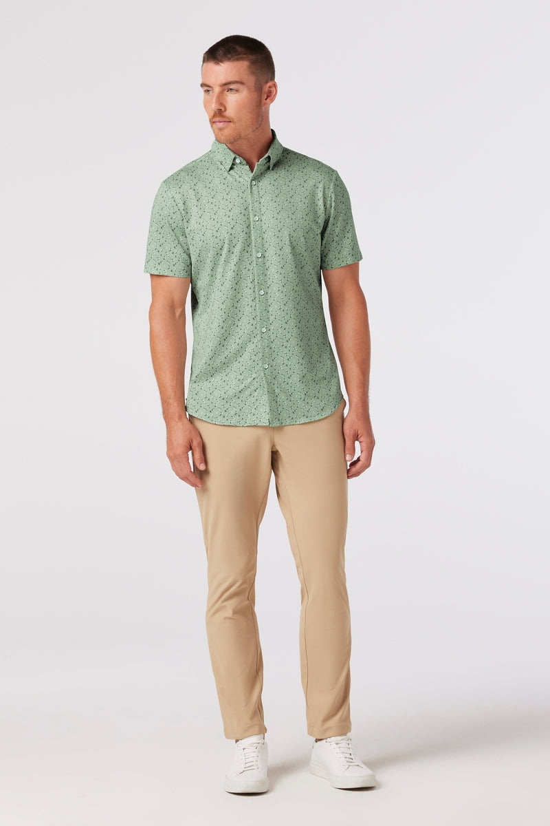 Wholesale,Mizzen + Main, Mizzen + Main Pale Green Floral+Fauna Performance Knit Trim Shirt, Green, Medium-43-TagM