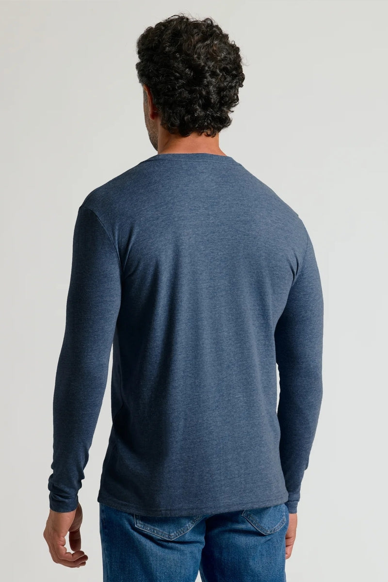 Faire,True Classic, True Classic Heather Navy Long Sleeve T-Shirt, Blue, Medium-40-TagM