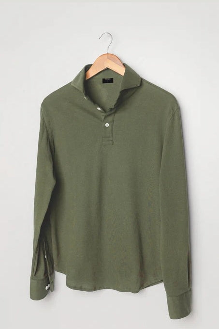 Wholesale,Brisk, Brisk Military Green Feather Soft Piqué Full Sleeve Polo, Green, Extra Extra Large-52-TagXXL