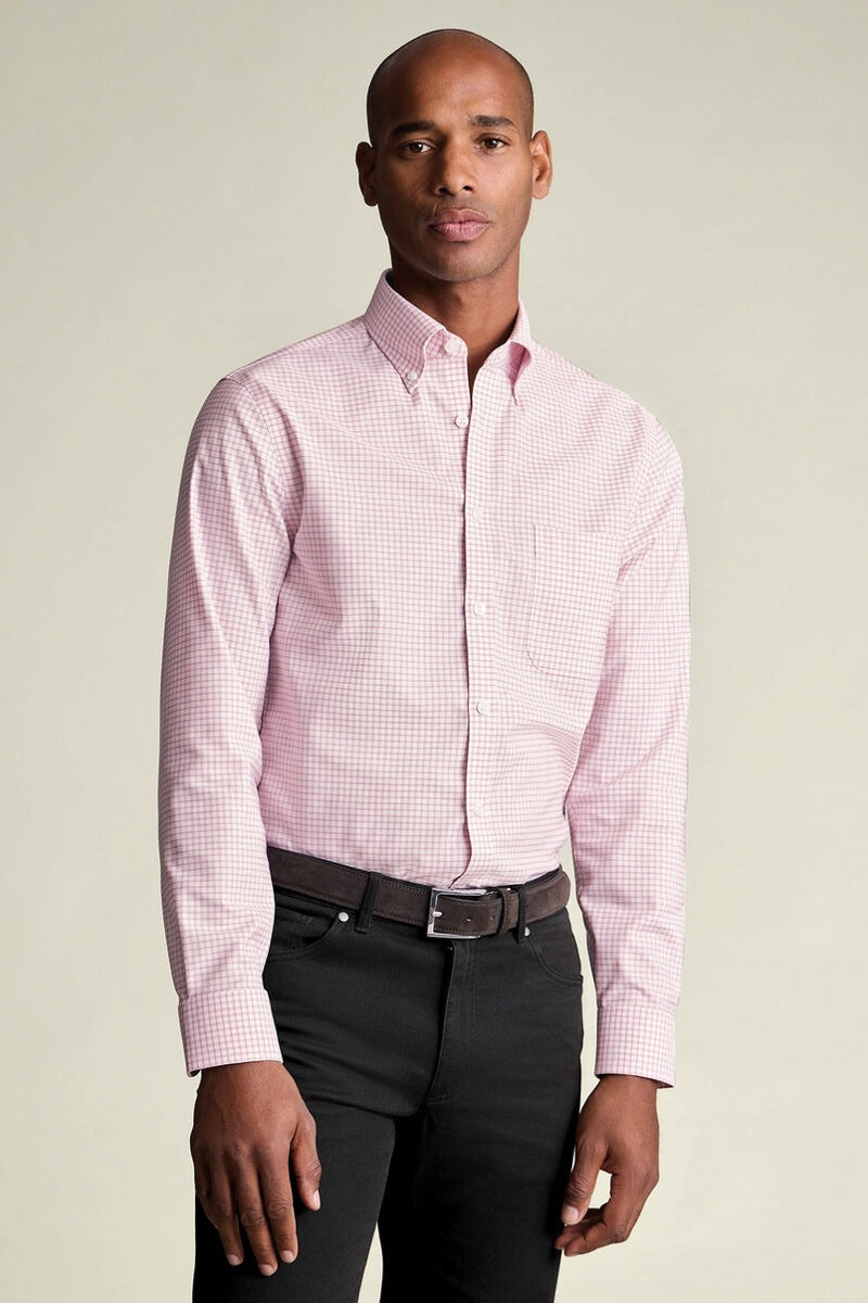 Wholesale,Charles Tyrwhitt, Charles Tyrwhitt Dark Pink Stretch Oxford Check Shirt, Pink, Small-40-Tag15Medium-44-Tag16Extra Large-48-Tag17
