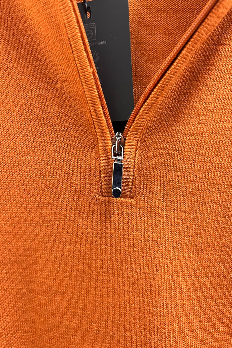 Wholesale,Luchiano Visconti, Luchiano Visconti Pumpink Solid Knit Qtr Zip, Orange, Medium-43-TagMLarge-45-TagLExtra Large-47-TagXL