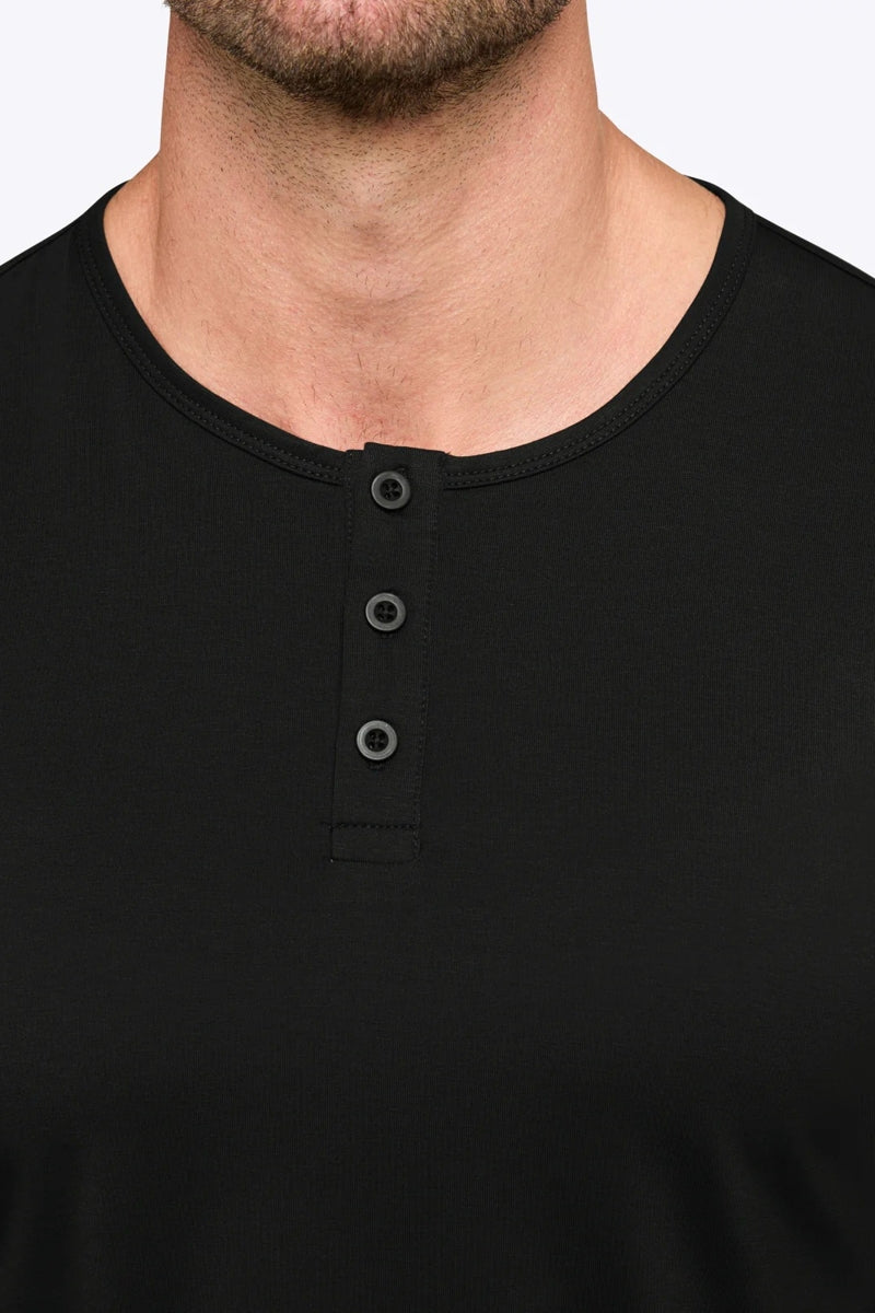 Wholesale,CUTS, CUTS Black Curve-Hem Buttery Soft Henley, Black, Small-39-TagS