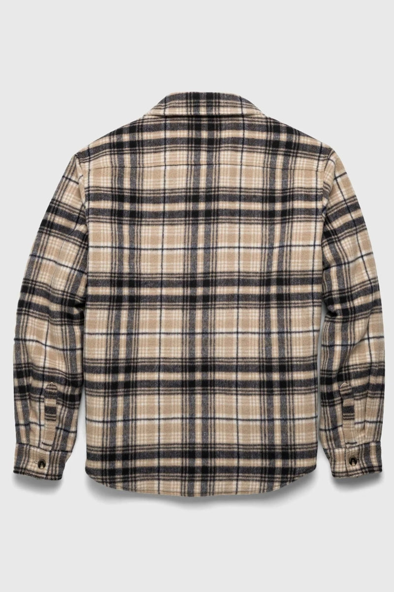 Wholesale,Surfside Supply, Surfside Supply Tan/Black Brushed Plaid Sherpa Lined Shacket, Tan, Large-46-TagL