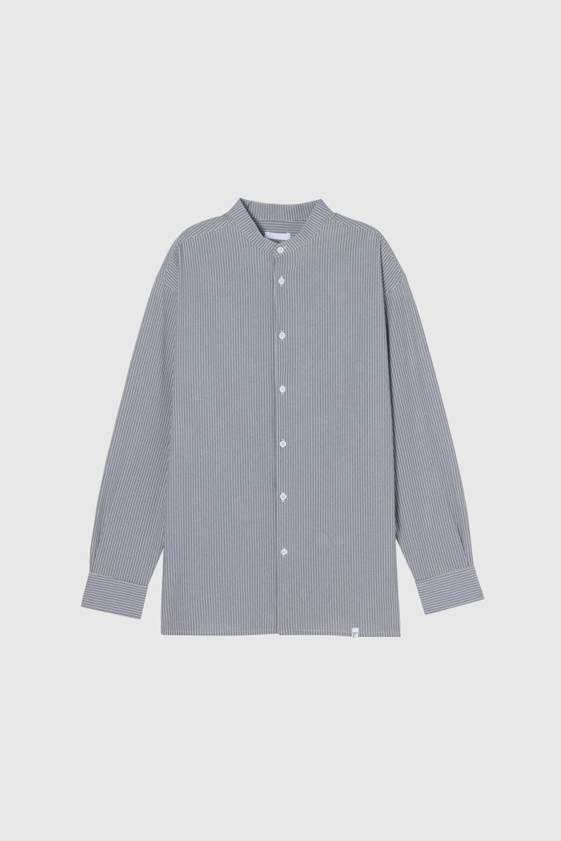 FYNE Navy/White Stripe Stand Collar Shirt