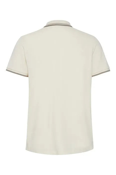 Wholesale,Blend, Blend Cloud Cream Short Sleeve Polo with Brown Contrast, Cream, Extra Large-46-TagXL