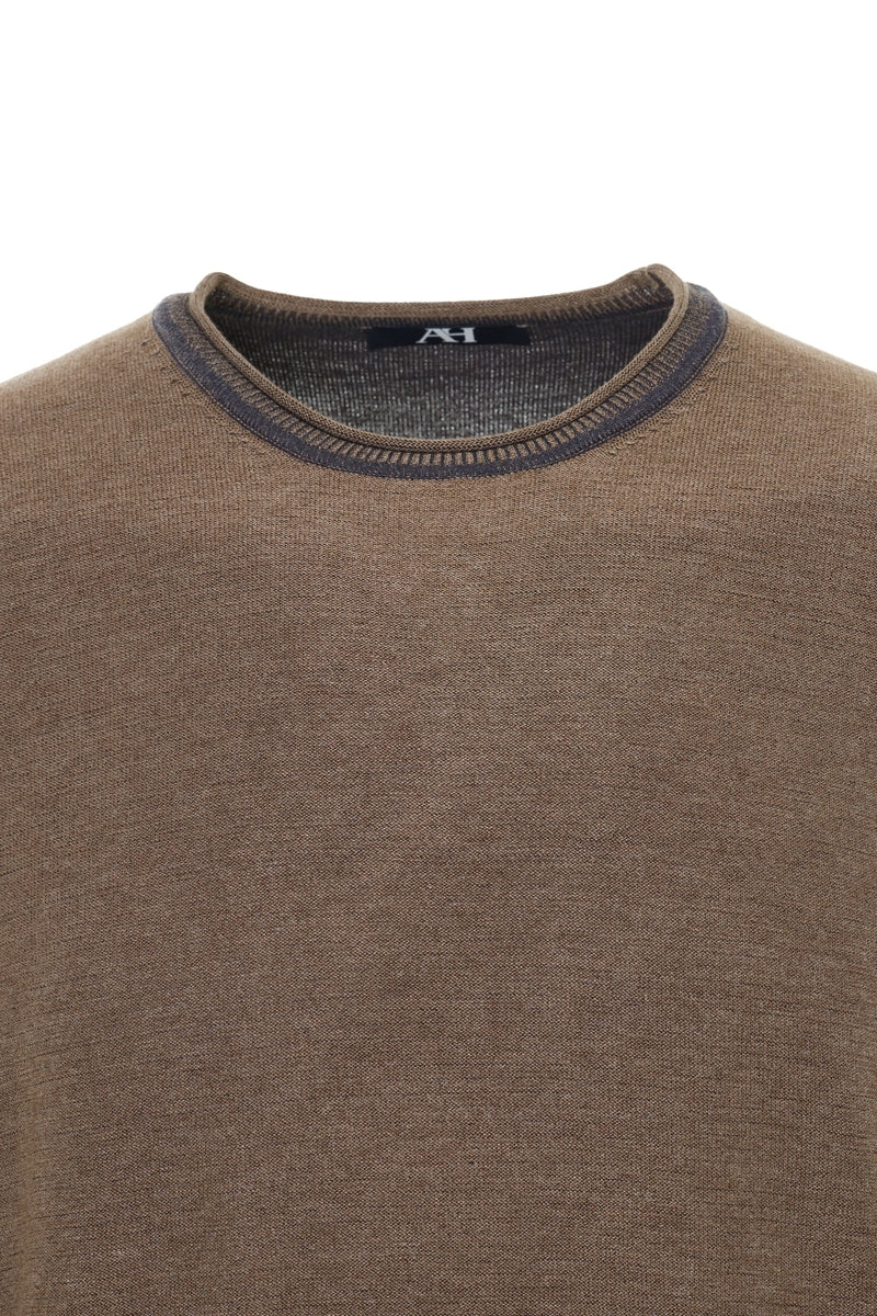 Wholesale,American Heritage, American Heritage Brown Textured Crewneck Sweater, Brown, Medium-42-TagMLarge-44-TagLExtra Large-46-TagXL