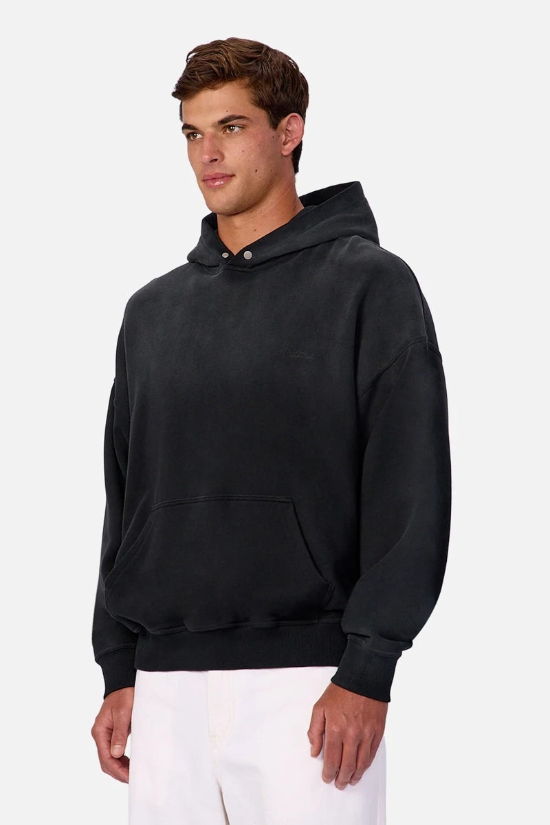 Wholesale,INDUSTRIE AUSTRALIA, INDUSTRIE AUSTRALIA Washed Black Snap Neck Hoodie, Black, Small-50-TagSMedium-52-TagMExtra Extra Large-58-TagXXL