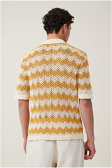 Cotton On Yellow/Cream Crochet Short Sleeve Shirt