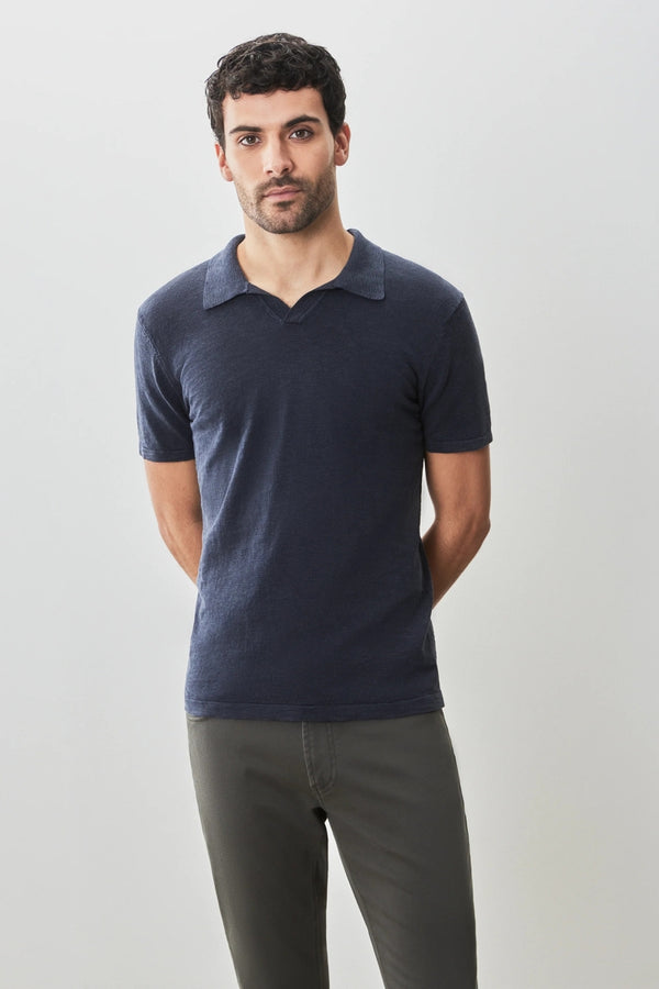 Robert Barakett Navy Luxurious Sweater Knit Polo