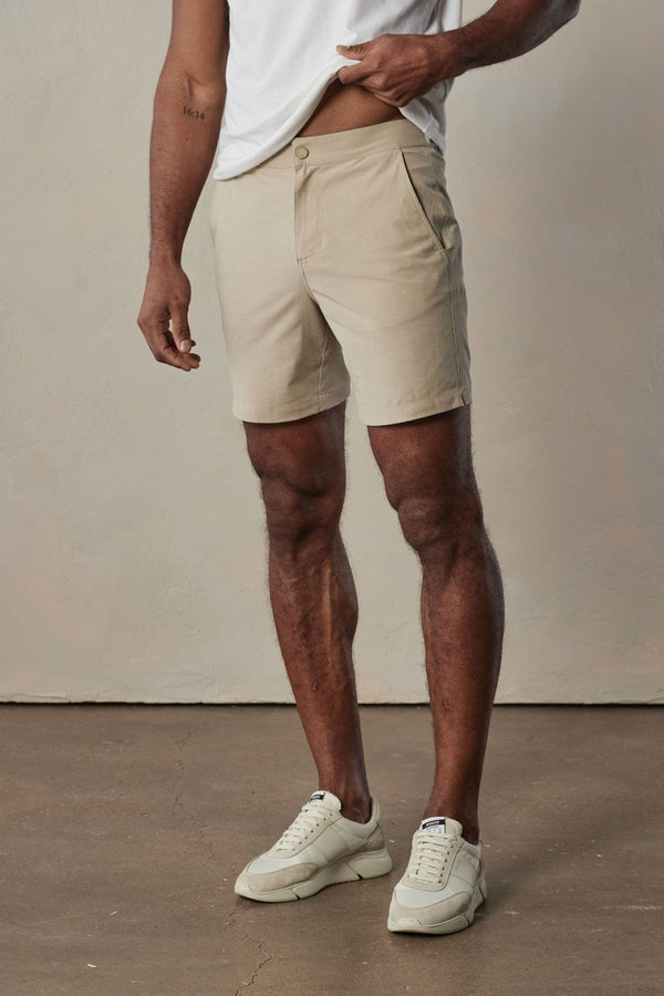 The Normal Brand Tan Tri-blend Woven 7" Shorts