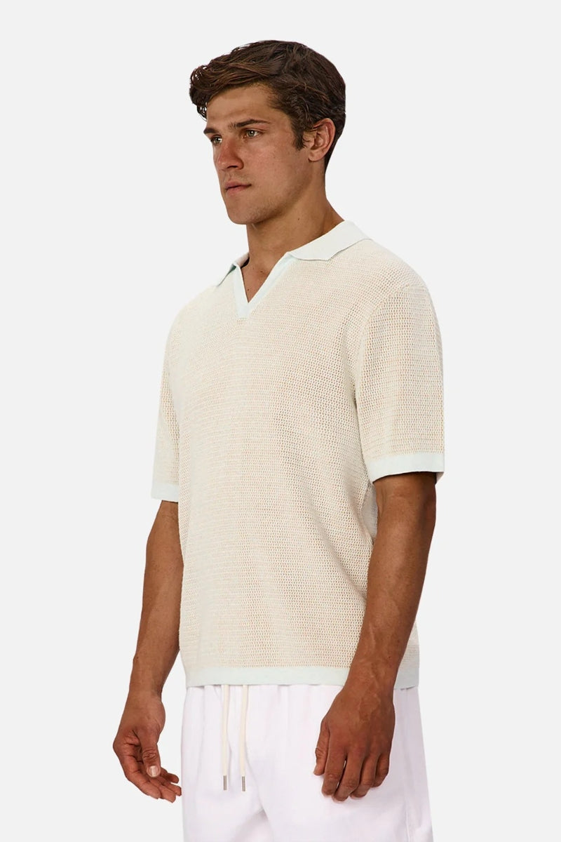 Wholesale,INDUSTRIE AUSTRALIA, INDUSTRIE AUSTRALIA Camel/Mint Knitted Polo, Tan, Small-40-TagS