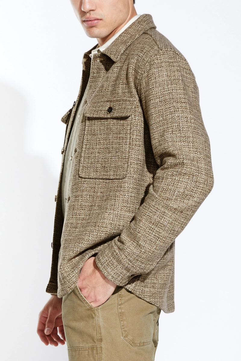 Wholesale,Civil Society, Civil Society Heather Brown Twill Weave Shacket, Brown, Large-46-TagL