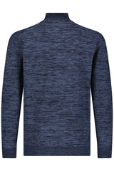 Luchiano Visconti Navy Full Zip Jacquard Sweater