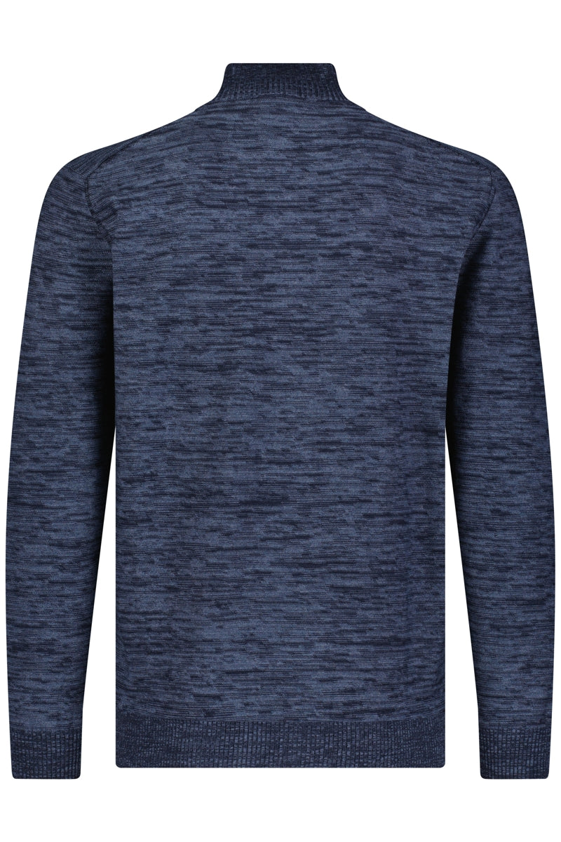 Luchiano Visconti Navy Full Zip Jacquard Sweater