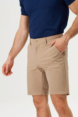 Eubi Khaki Brown Golf 9" Shorts with Hidden Drawstrings