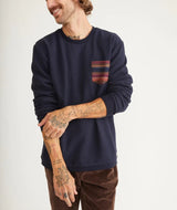 Marine Layer Navy Long Sleeve Signature Fleece Pocket Crewneck