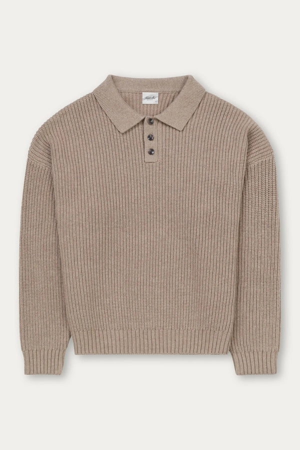 Kuwalla Taupe Structured Knitted Polo