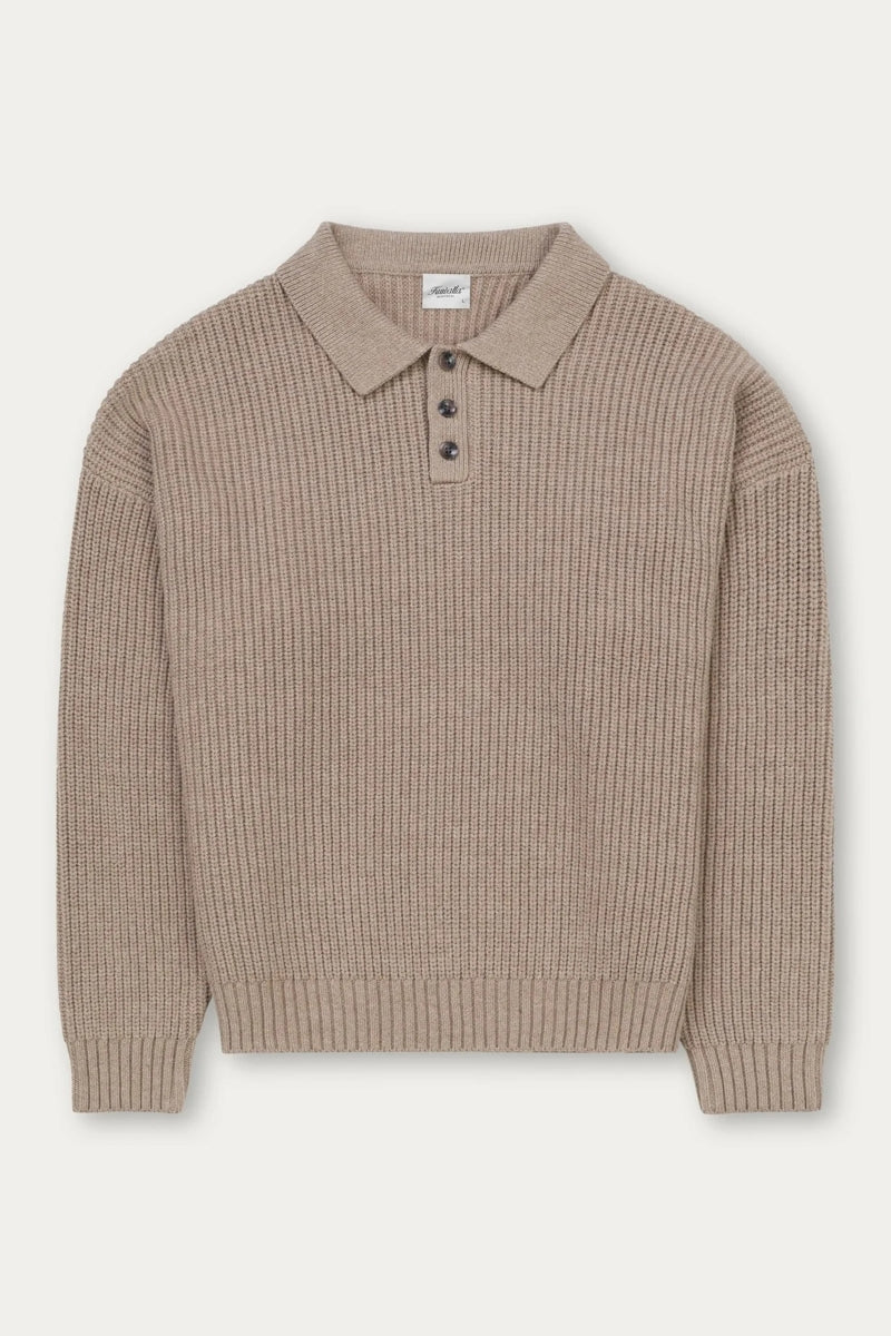Wholesale,Kuwalla, Kuwalla Taupe Structured Knitted Polo, Tan, Extra Large-51-TagXL