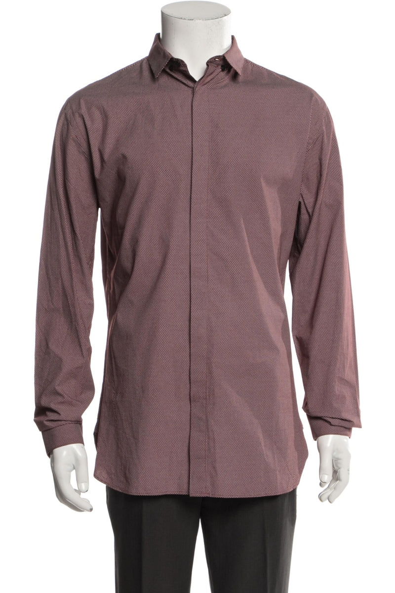 RealReal,The Kooples, The Kooples Brown Polka Dot Print Long Sleeve Shirt, Brown, Large-42-TagL