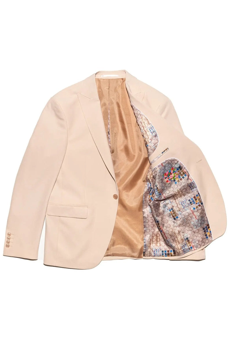 Faire,Eight X, Eight X Beige Twill Slim Blazer, Tan, Small-38-Tag38Extra Large-46-Tag46Large-42-Tag42Extra Extra Large-48-Tag48