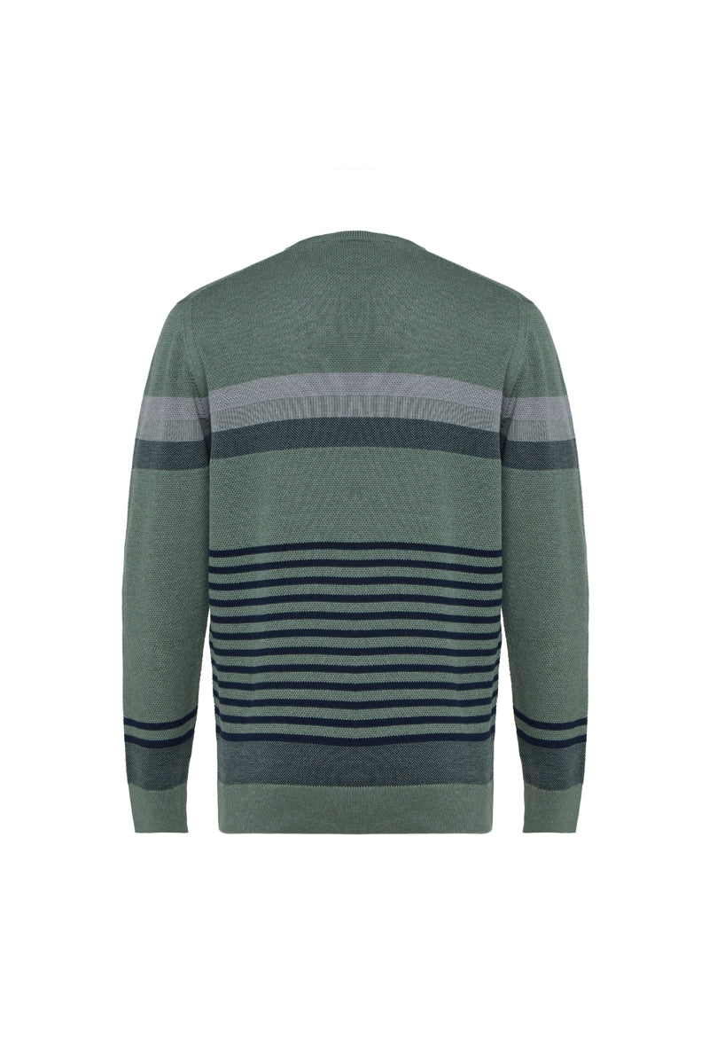 Wholesale,American Heritage, American Heritage Green Crewneck Striped Sweater, Green, Large-46-TagL