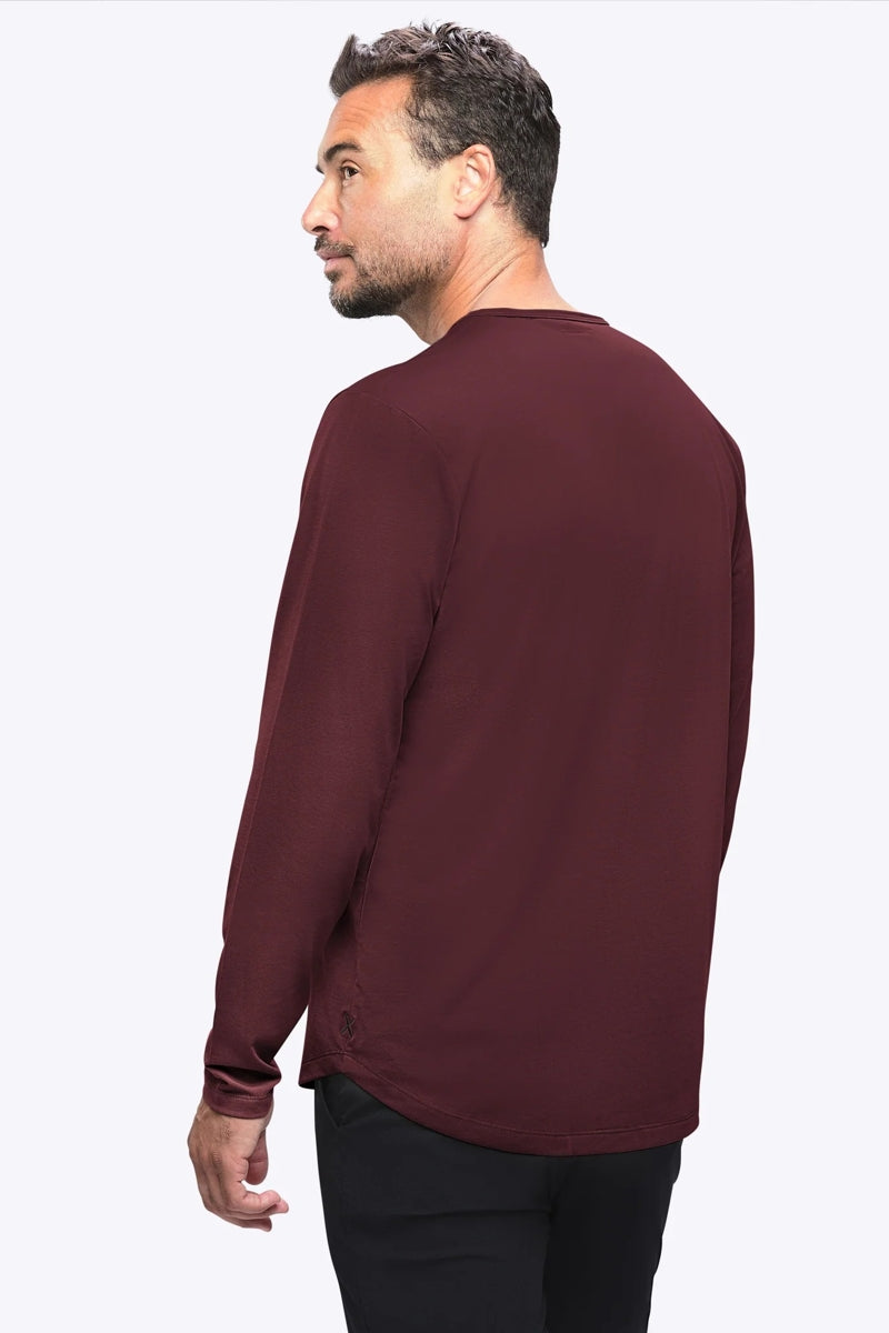 Wholesale,CUTS, CUTS Deep Cranberry Curve-Hem Buttery Soft Tee, Red, Small-39-TagSMedium-41-TagMLarge-43-TagLExtra Large-45-TagXL