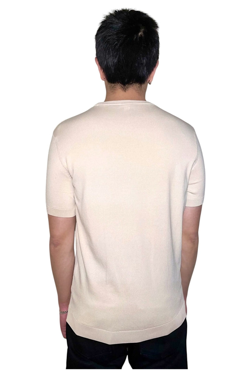 Wholesale,Jakamen, Jakamen Beige Vertical Panel Slim Fit T-Shirt, Cream, Small-39-TagSMedium-42-TagMLarge-44-TagLExtra Extra Large-48-TagXXL
