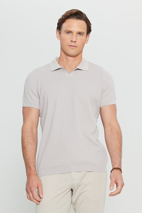 Wholesale,Altinyildiz Classics, Altinyildiz Classics Beige Rib Knit Polo, Tan, Large-44-TagL