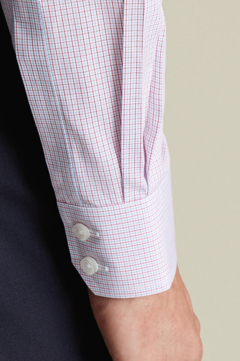 Wholesale,Charles Tyrwhitt, Charles Tyrwhitt Red/Blue Stretch Poplin Check Shirt, Red, Small-40-Tag15
