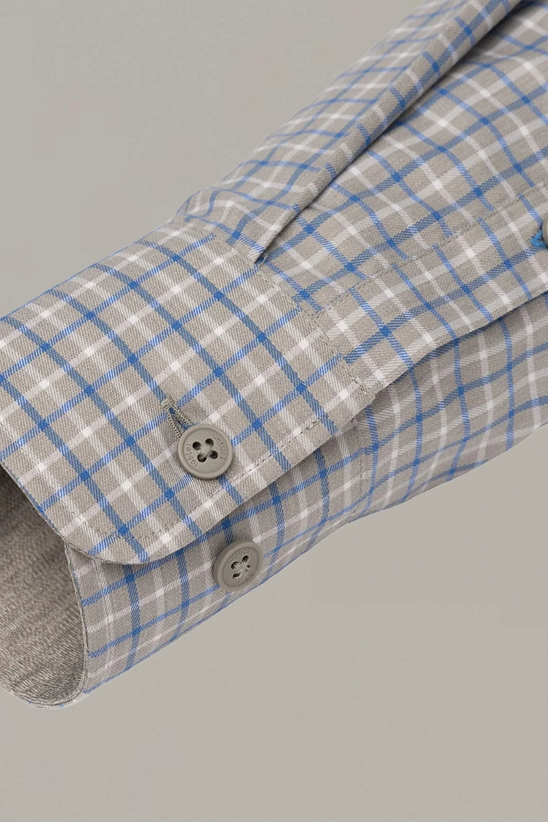 Wholesale,Twillory, Twillory Clay/Blue Windowpane Untuckable Shirt, Grey, Medium-43-TagM