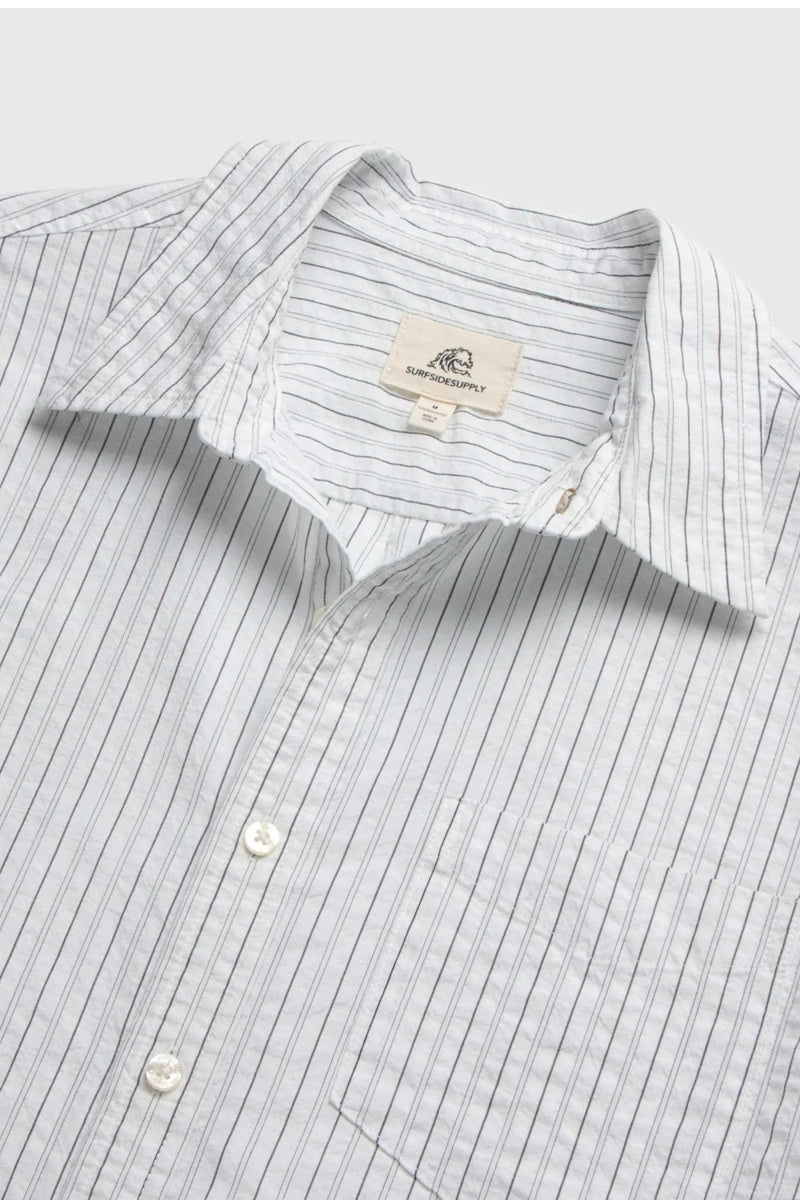 Wholesale,Surfside Supply, Surfside Supply White with Navy Crinkle Stripe Shirt, White, Medium-43-TagMLarge-45-TagLExtra Large-47-TagXLSmall-41-TagS