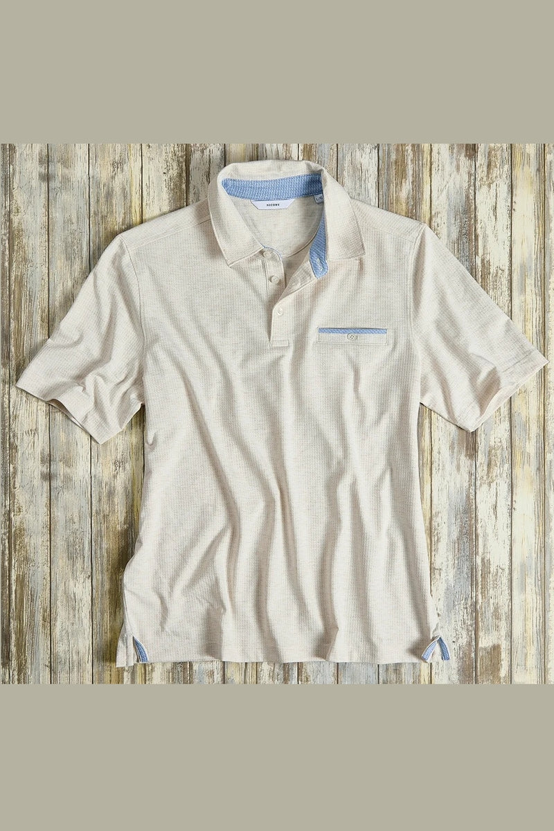 Wholesale,Nicoby Age of Wisdom, Nicoby Age of Wisdom Oatmeal Jacquard Pattern Polo, Cream, Small-41-TagSLarge-45-TagLExtra Large-48-TagXLExtra Extra Large-51-TagXXL