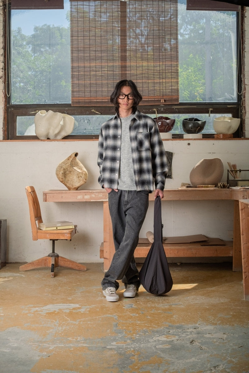 Wholesale,Kuwalla, Kuwalla Black Plaid Wool Blend Overshirt, Black, Small-42-TagSMedium-44-TagMExtra Extra Large-51-TagXXL