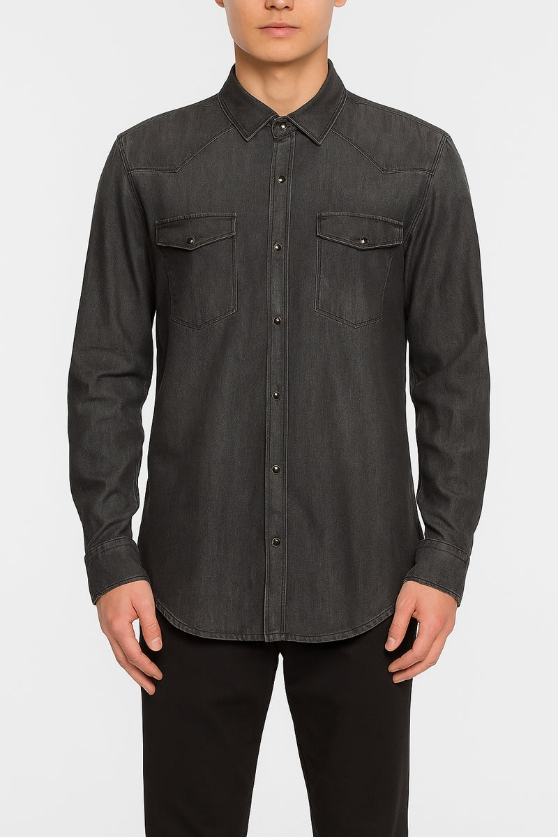 Wholesale,Canyon of Heroes, Canyon of Heroes Black Wash Denim Shacket, Black, Medium-42-TagMMedium-44-TagLLarge-45-TagXLLarge-46-TagXXL