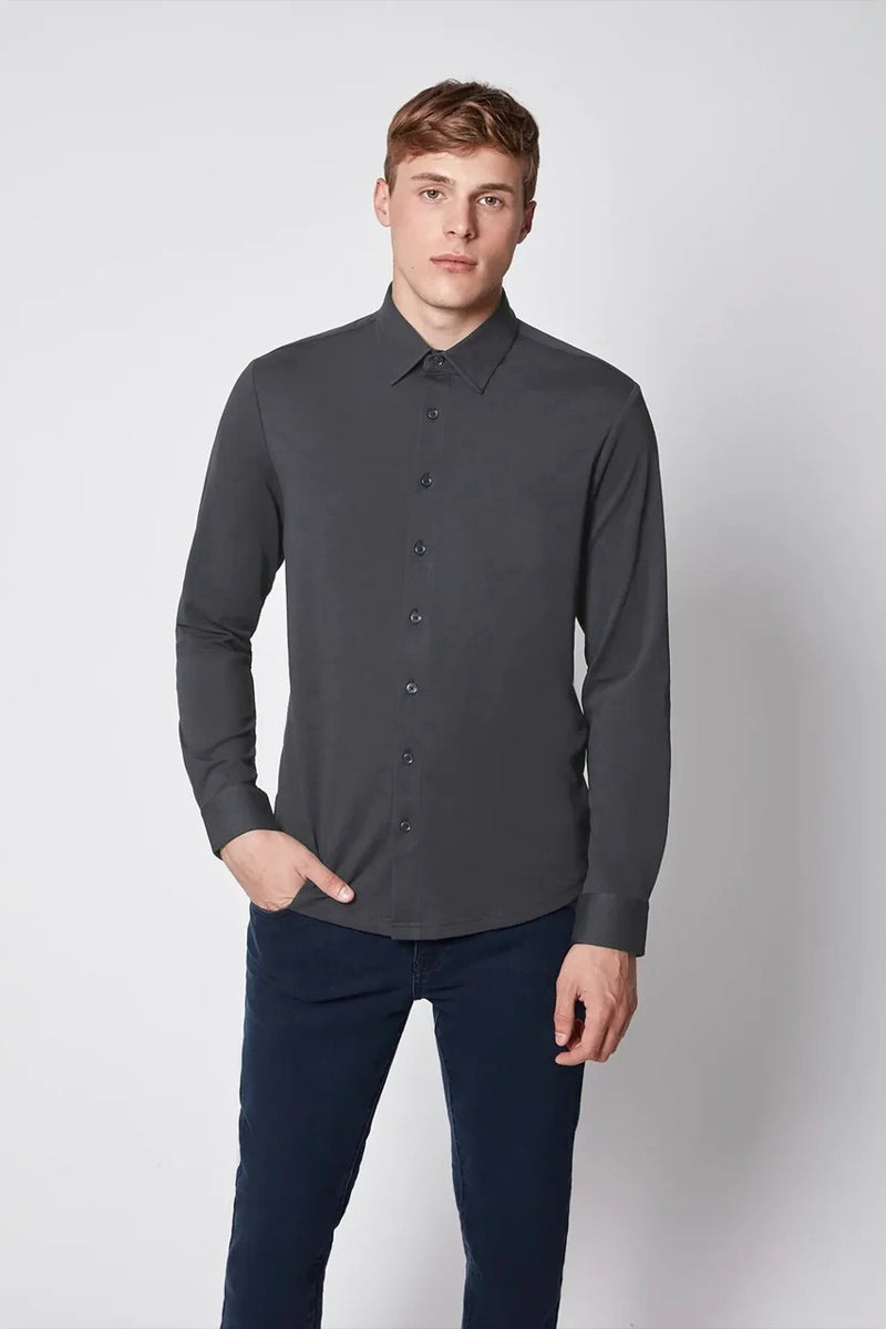 Projek Raw Indigo Knit Long Sleeve Button-Up Shirt