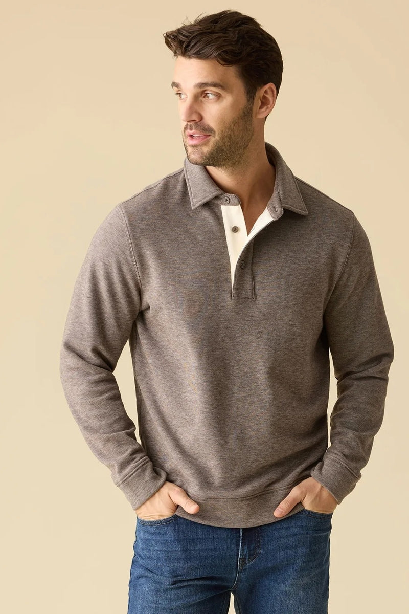 Wholesale,Flag & Anthem, Flag & Anthem Heather Brown Fleece Knit Polo, Grey, Medium-43-TagMLarge-46-TagL