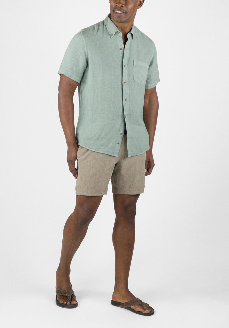 Brand Partner,Tailor Vintage, Tailor Vintage Chinois Green Puretec Cool Cotton/Linen Blend Shirt, Green, Extra Extra Large-55-TagXXL