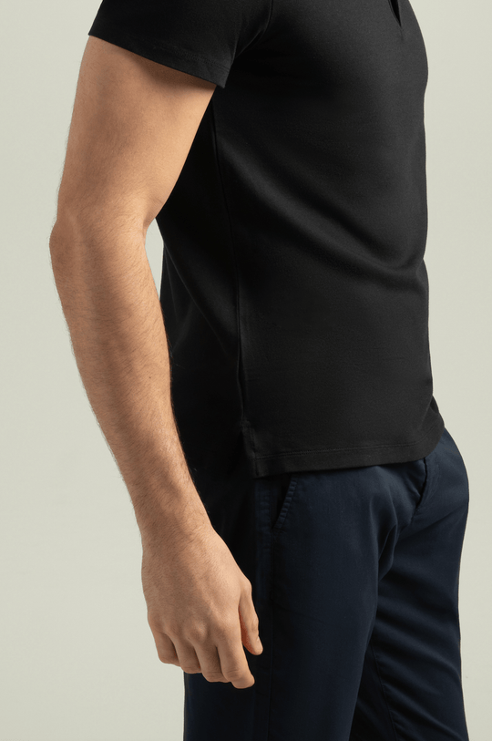 Brand Partner,HyperNatural, HyperNatural Black Premium Bio-performance Dagger Slim Fit Micro-Pique Polo with Hyper-Cool Jade, Black, Extra Large-46-TagXL