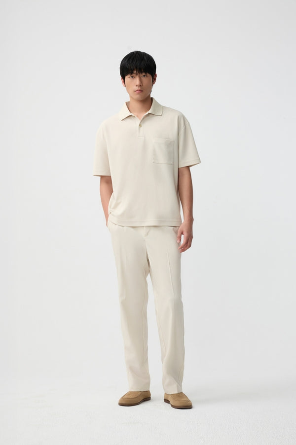 FYNE Beige Moisture-wicking Ribbed collar Polo