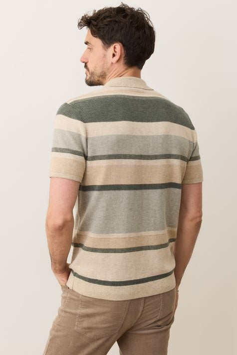 Wholesale,Marine Layer, Marine Layer Green Multi Stripe Sweater Polo, Green, Large-45-TagL