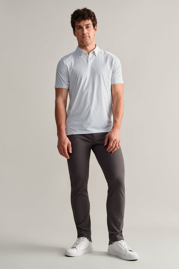 Rhone White/Black Double Stripe Slim Performance Polo