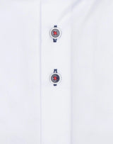 R2 Amsterdam White 2 PLY Organic Long Sleeve Button Up Shirt with Cup Print Contrast
