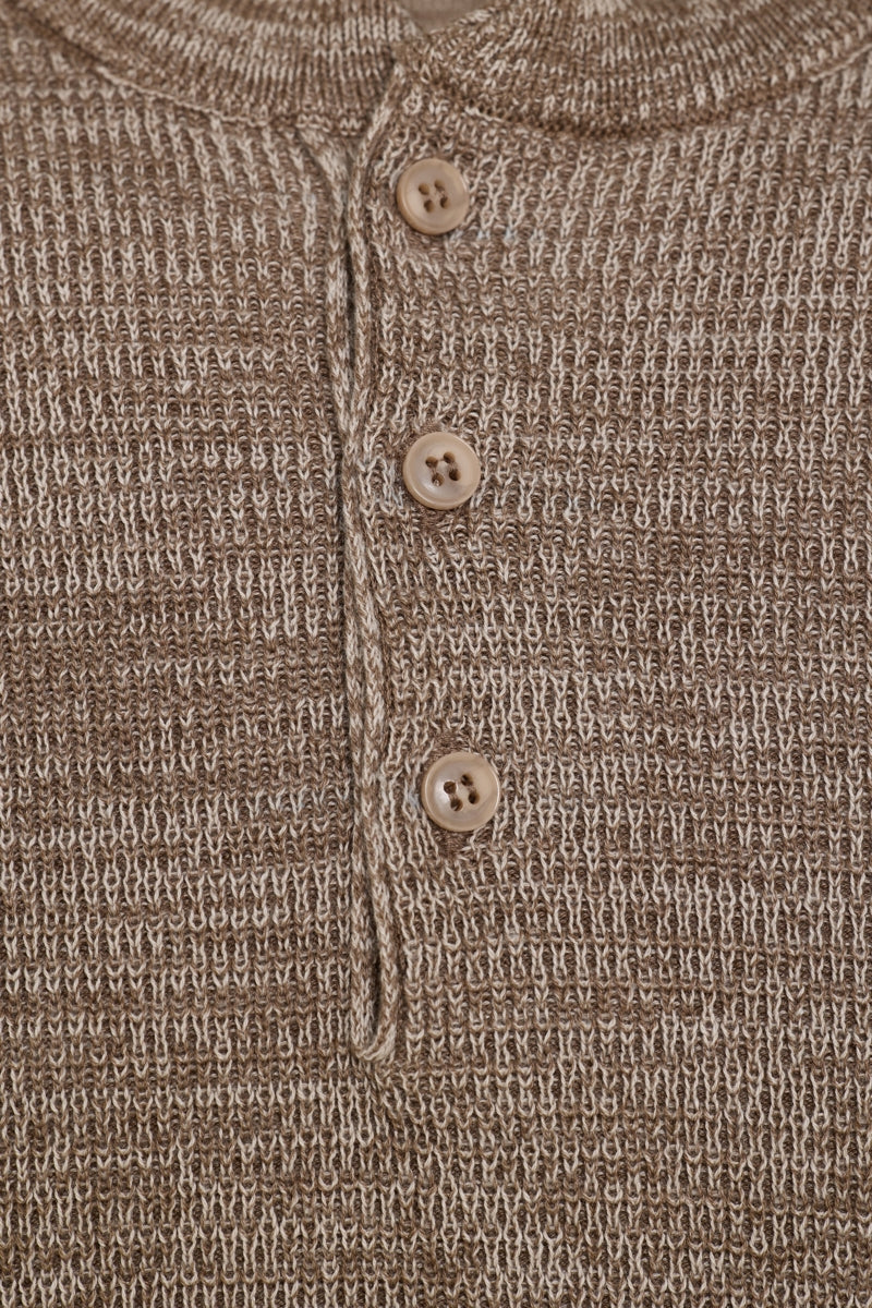 Wholesale,American Heritage, American Heritage Brown Melange 2 Tone Knit Henley, Brown, Medium-44-TagM