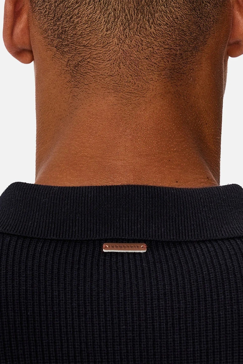Wholesale,INDUSTRIE AUSTRALIA, INDUSTRIE AUSTRALIA Navy Texture Knitted Polo, Blue, Medium-46-TagMLarge-48-TagLExtra Large-50-TagXL