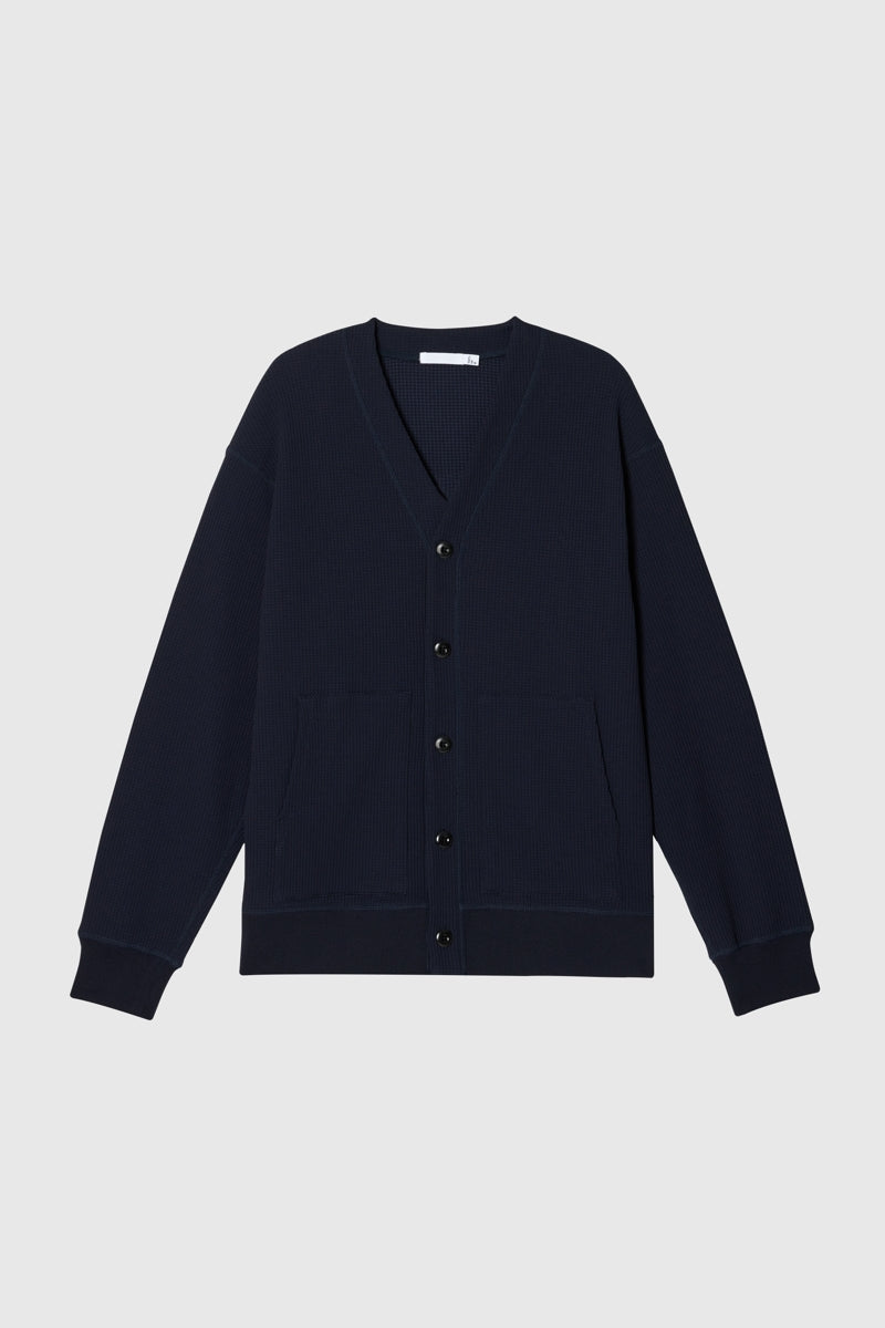 Direct From Brand,FYNE, FYNE Navy Knit Waffle Weave Cardigan, Blue, Medium-44-TagM