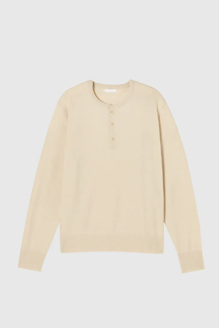 Direct From Brand,FYNE, FYNE Cream Knit Henley, Cream, Large-43-TagL