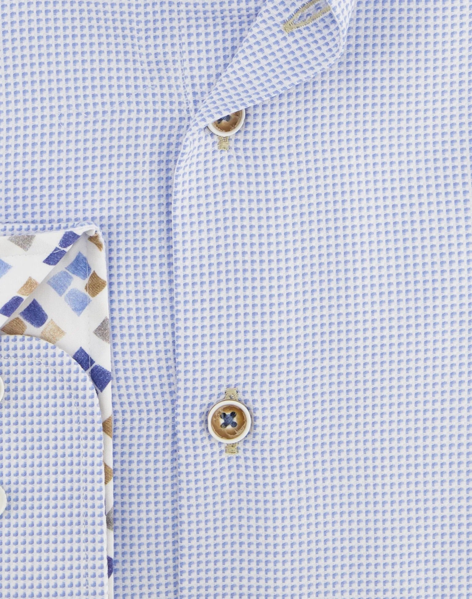 Brand Partner,R2 Amsterdam, R2 Amsterdam Light Blue Plaid Long Sleeve Button Up Shirt with Cup Print Collar Contrast, Blue, Medium-45-Tag42Small-41-Tag39Extra Extra Large-53-Tag46