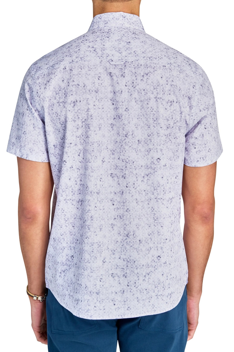 Faire,Brooklyn Brigade, Brooklyn Brigade Grey Blurred Geo 4-way Stretch Recycled Shirt, Grey, Small-40-TagSMedium-43-TagMLarge-46-TagLExtra Large-49-TagXLExtra Extra Large-52-TagXXL