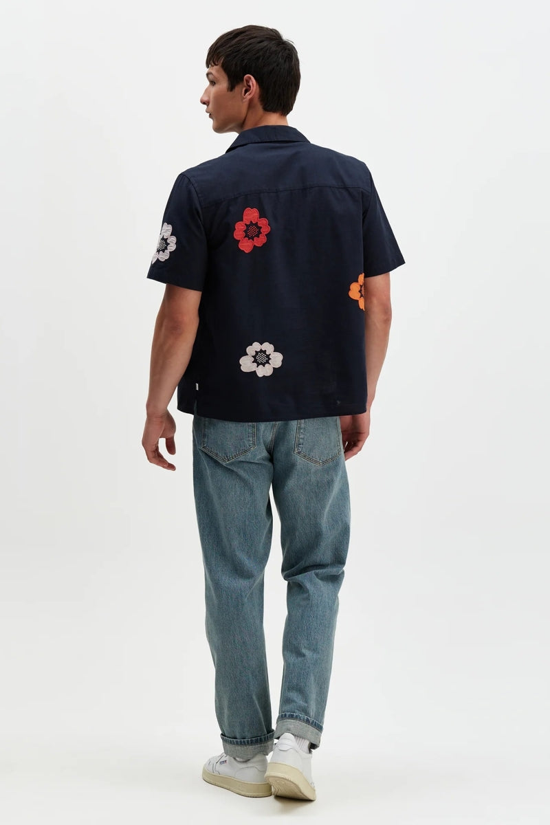 Wholesale,Wax London, Wax London Navy Floral Botanical Applique Shirt, Blue, Extra Large-49-TagXL